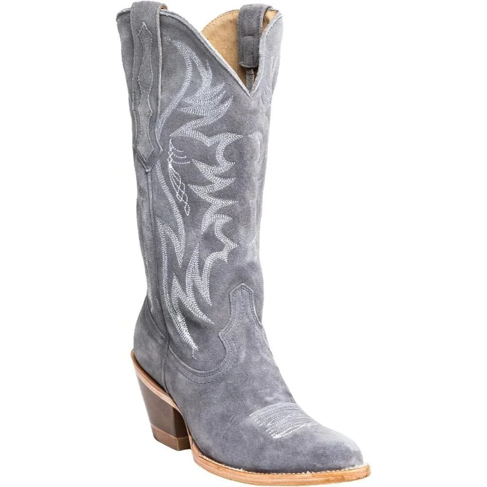 Women's Over-the-Knee Suede Cowboy Boots in Gray